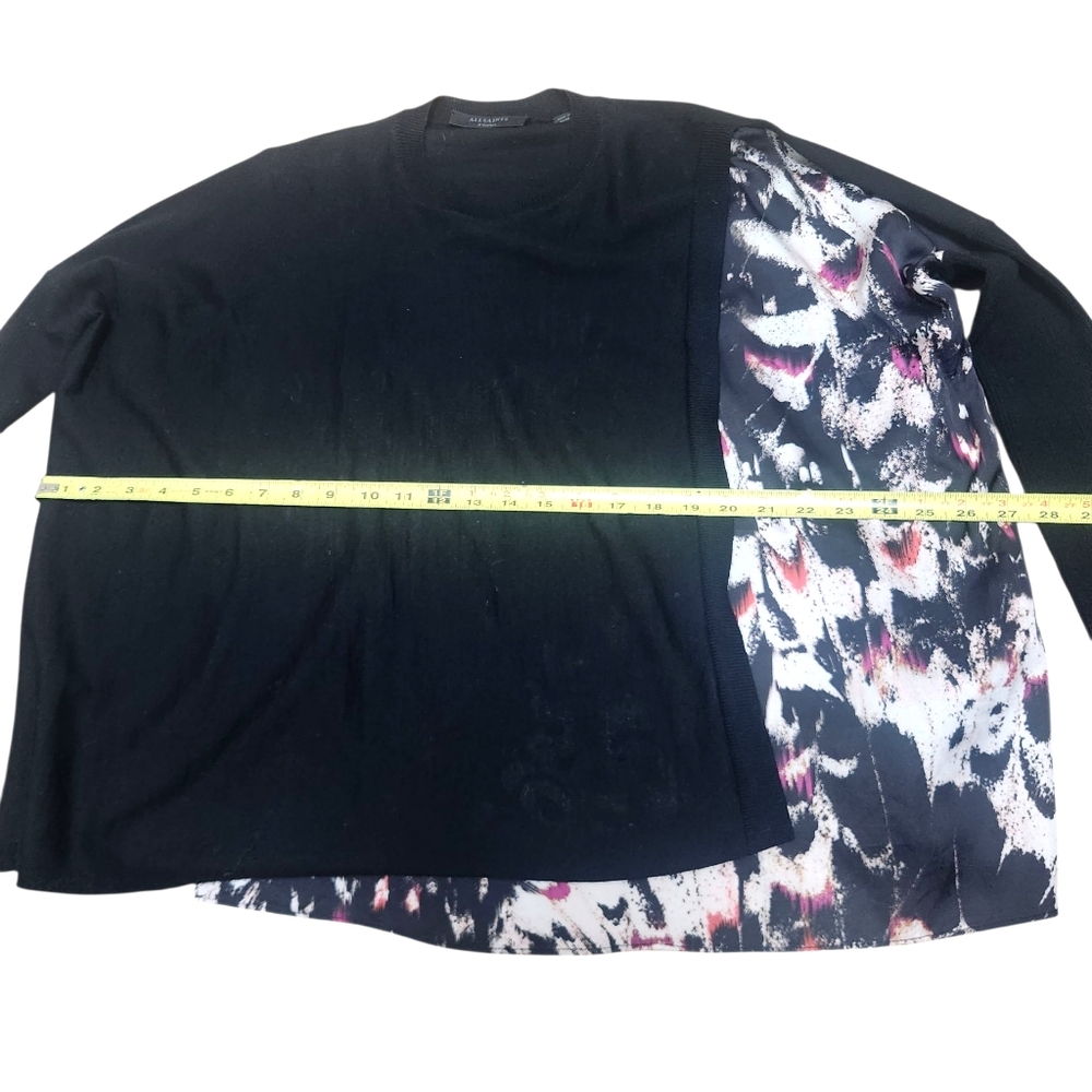 Allsaints Sweater Black Merino Wool Knit Koko Wing Butterfly Oversized Relax XS - Picture 7 of 9